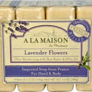 Comprar A La Maison Traditional French Milled Hand & Body Bar Soap Lavender Flowers -- 4 Bars