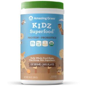 Amazing Grass Kidz Superfood® Protein + Probiotics Drink Mix Powder Extreme Chocolate -- 15 Servings