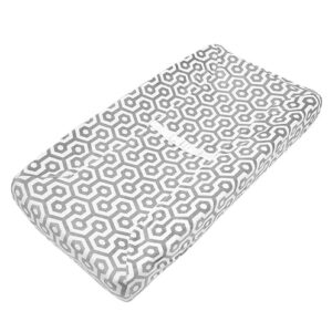 American Baby Heavenly Soft Chenille Fitted Contoured Changing Pad Cover, Gray Honeycomb -- 1 Pad