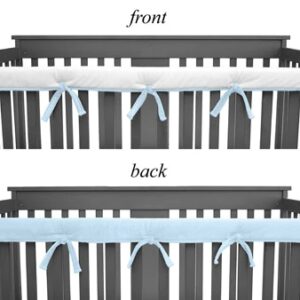 American Baby Heavenly Soft Chenille Reversible Narrow Long Crib Rail Cover - Blue/White -- 1 Pack