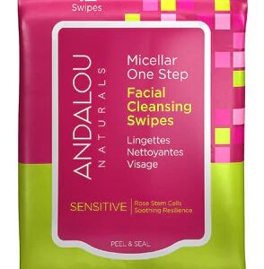 Andalou Naturals Sensitive Micellar One Step Facial Cleansing Swipes -- 12 Wipes