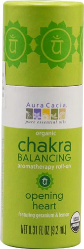 Aura Cacia Chakra Balancing Aromatherapy Roll On Opening Heart Geranium & Lemon -- 0.31 fl oz
