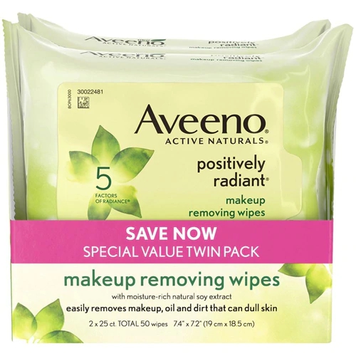 Comprar Aveeno Active Naturals Positively Radiant Makeup Removing Wipes -- 25 Wipes Each / Pack of 2