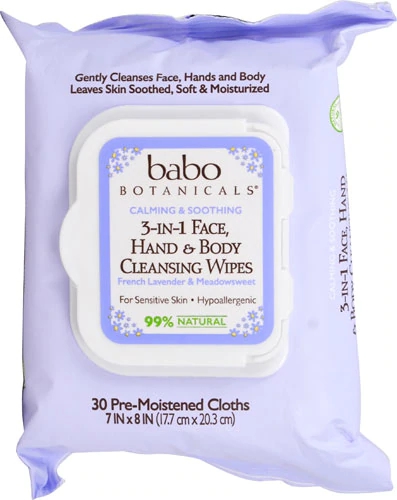 Comprar Babo Botanicals 3-In-1 Face Hand & Body Cleansing Wipes French Lavender & Meadowsweet -- 30 Pre-Moistened Cloths