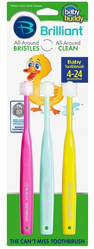 Comprar Baby Buddy Brilliant! Baby Toothbrush Pink, Mint, Yellow -- 3 Pack