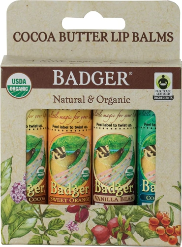 Comprar Badger Natural & Organic Lip Balms Variety -- 4 Pack