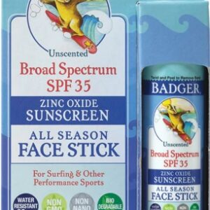 Badger SPF 35 Plus Sunscreen All Season Face Stick Unscented -- 0.65 oz