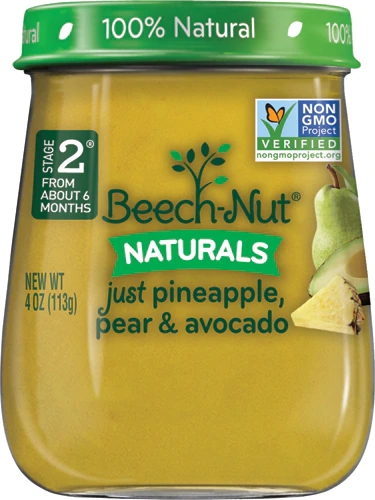Beech-Nut Naturals Stage 2 Just Pineapple, Pear & Avocado -- 4 oz Each / Pack of 10