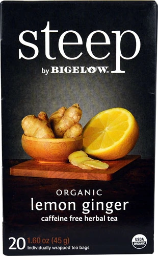 Bigelow Tea Steep Organic Herbal Tea Caffeine Free Lemon Ginger -- 20 Tea Bags