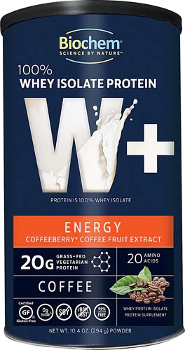 Biochem Sports 100% Whey Isolate Protein W+ Energy -- 10.4 oz