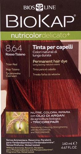 BioKap Nutricolor Delicato Permanent Hair Dye 8.64 Titian Red -- 4.67 fl oz