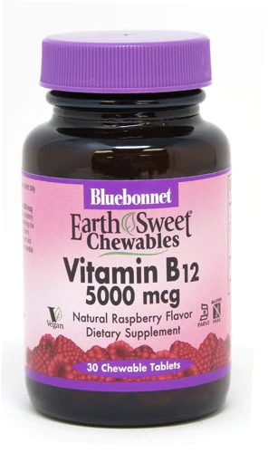 Comprar Bluebonnet Nutrition EarthSweet® Chewables Vitamin B12 Natural Raspberry -- 5000 mcg - 30 Chewable Tablets