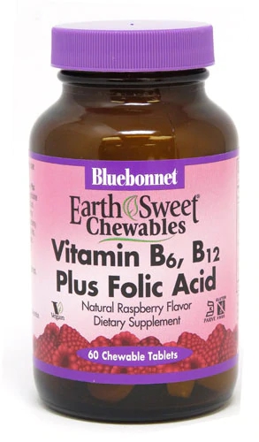 Comprar Bluebonnet Nutrition EarthSweet® Chewables Vitamin B6 B12 Plus Folic Acid Raspberry -- 60 Chewable Tablets