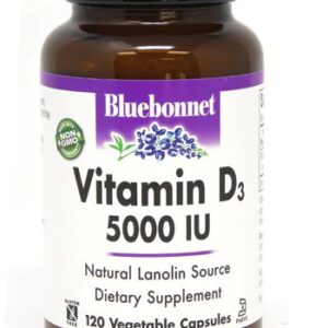 Bluebonnet Nutrition Vitamin D3 -- 5000 IU - 120 Vegetable Capsules