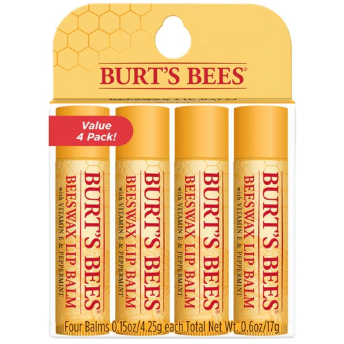 Comprar Burt's Bees 100% Natural Moisturizing Lip Balm Original Beeswax with Vitamin E & Peppermint Oil -- 4 Pack