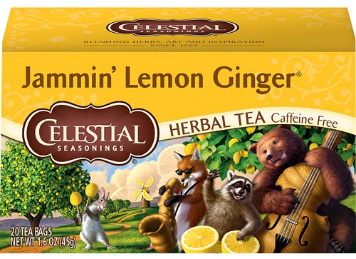 Celestial Seasonings Herbal Tea Caffeine Free Jammin' Lemon Ginger -- 20 Tea Bags