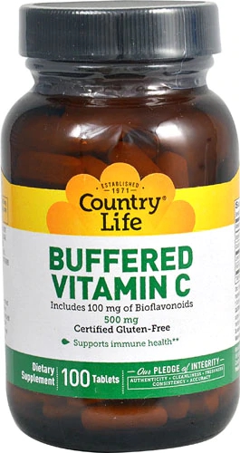 Country Life Buffered Vitamin C -- 500 mg - 100 Tablets