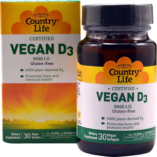 Comprar Country Life Vegan D3 -- 5000 IU - 30 Vegan Softgels