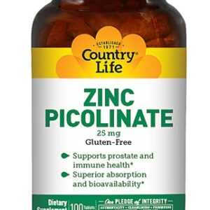 Comprar Country Life Zinc Picolinate -- 25 mg - 100 Tablets