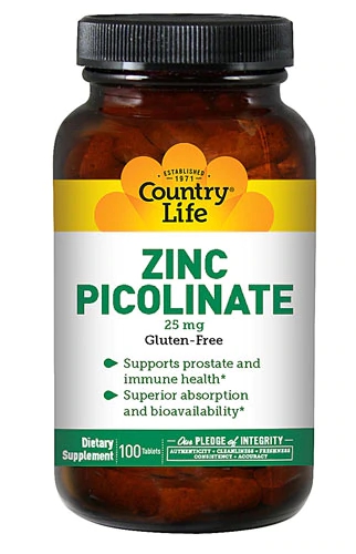 Comprar Country Life Zinc Picolinate -- 25 mg - 100 Tablets