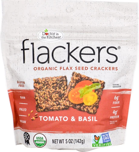 Comprar Doctor In The Kitchen Flackers® Organic Flax Seed Crackers Tomato & Basil -- 5 oz