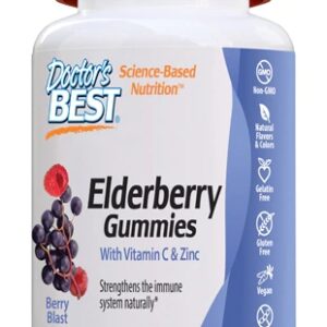 Doctor's Best Elderberry Gummies with Vitamin C & Zinc Berry Blast -- 60 Gummies