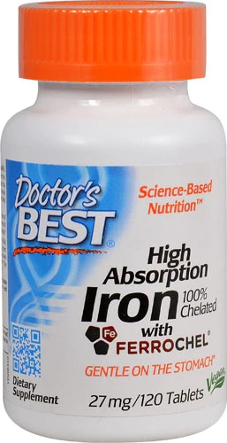 Comprar Doctor's Best High Absorption Iron with Ferrochel® -- 27 mg - 120 Tablets
