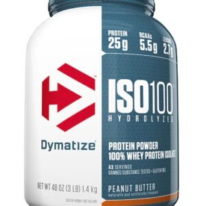 Dymatize ISO•100® Hydrolyzed 100% Whey Protein Isolate Peanut Butter -- 3 lbs