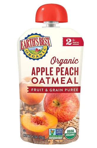 Earth's Best Organic Apple Peach Oatmeal Stage 2 6 plus months -- 4.2 oz