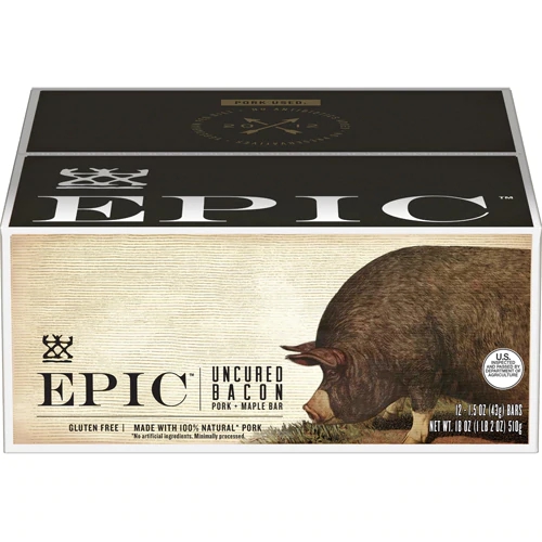 Comprar Epic Nutrition Uncured Bacon & Pork Bar Gluten Free Pork Maple -- 12 Bars