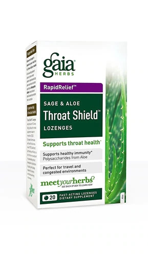 Comprar Gaia Herbs RapidRelief™ Throat Shield™ Lozenges Sage and Aloe -- 20 Lozenges