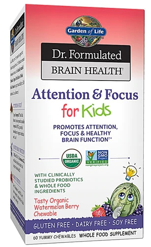 Garden of Life Dr. Formulated Brain Health Attention & Focus for Kids Watermelon Berry -- 60 Chewables