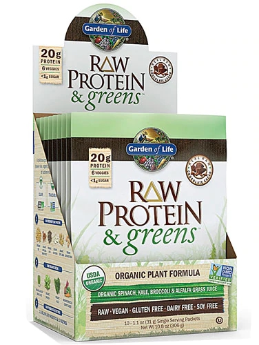 Comprar Garden of Life Raw Organic Protein & Greens™ Chocolate Cacao -- 10 Packets