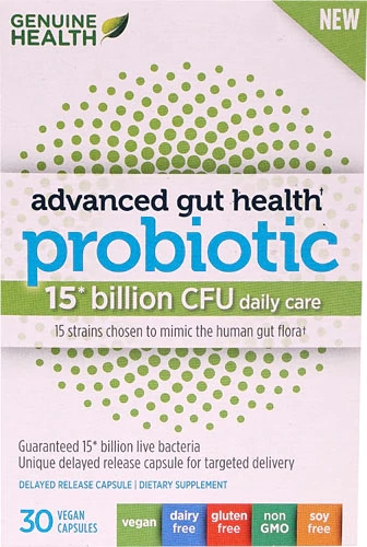 Comprar Genuine Health Advanced Gut Probiotic Daily Care -- 15 billion CFU - 30 Vegan Capsules