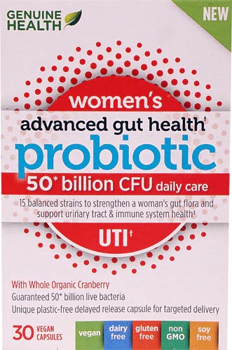 Comprar Genuine Health Women's Advanced Gut Health Probiotic Daily UTI -- 50 billion CFU - 30 Vegan Capsules