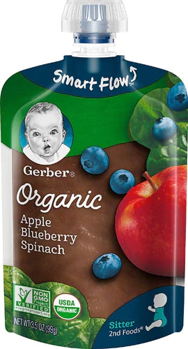 Gerber 2nd Foods Organic Baby Food Apples Blueberries & Spinach -- 3.5 oz