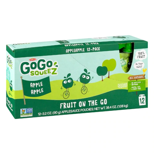 GoGo Squeez Fruit On The Go Apple Sauce Apple Apple -- 12 Pouches