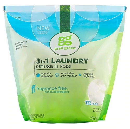 Comprar GrabGreen Classic 3-In-1 Laundry Detergent Pods Fragrance Free -- 132 Pods