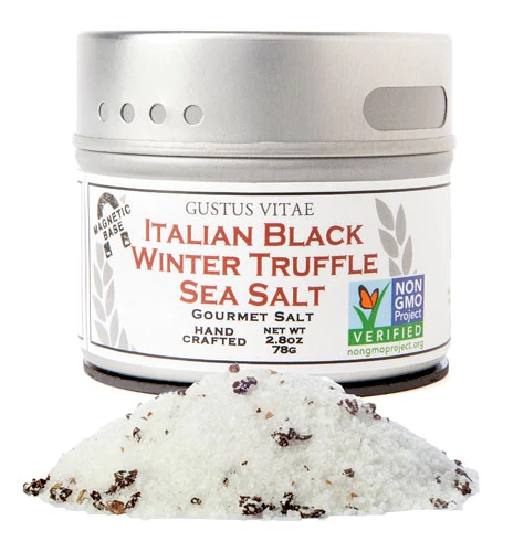 Comprar Gustus Vitae Gourmet Salt in Magnetic Tin Italian Black Truffle Sea Salt -- 2.7 oz