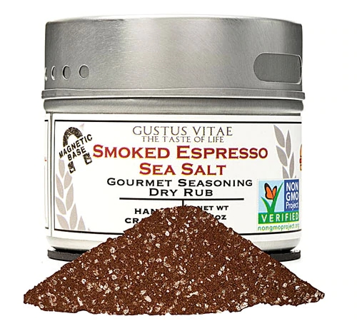Comprar Gustus Vitae Gourmet Seasoning Dry Rub In Magnetic Tin Smoked Espresso Sea Salt -- 2.3 oz