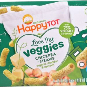 Happy Baby Organics Happy Tot® Love My Veggies Chickpea Straws Organic Cheddar & Spinach -- 5 Bags