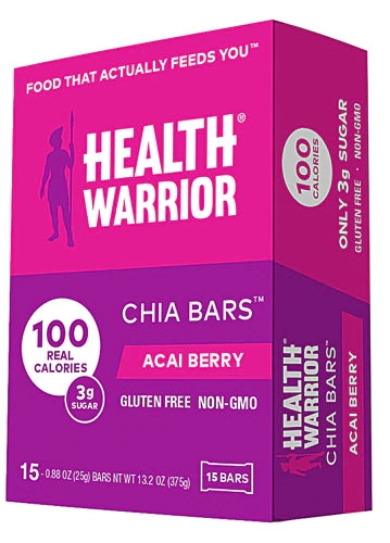 Health Warrior Chia Bars Gluten Free Vegan Acai Berry -- 15 Bars