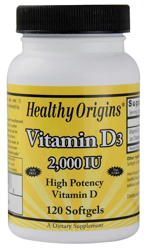 Healthy Origins Vitamin D3 -- 2000 IU - 120 Softgels
