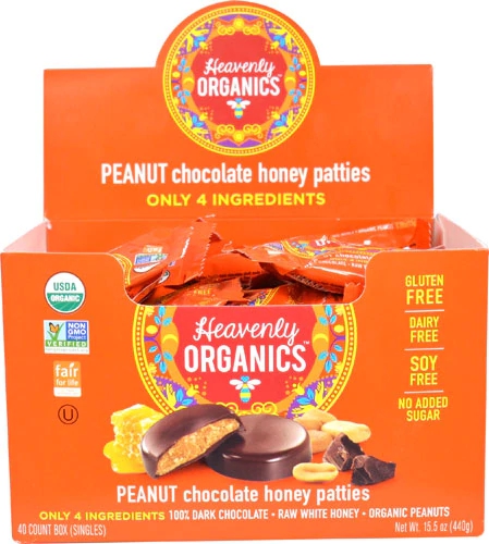 Heavenly Organics Honey Patties Gluten Free Chocolate Peanut -- 40 Patties