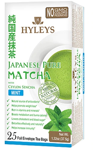 Comprar Hyleys Japanese Pure Matcha Tea with Ceylon Sencha Mint -- 25 Tea Bags