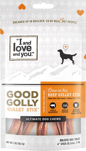 Comprar I and Love and You Good Golly Gullet Sticks - 6 inch Beef -- 5 Treats