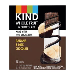 Kind Pressed Dried Fruit Bars Gluten Free Dark Chocolate Banana -- 12 Bars