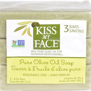 Kiss My Face Pure Olive Oil Soap Fragrance Free -- 3 Bars