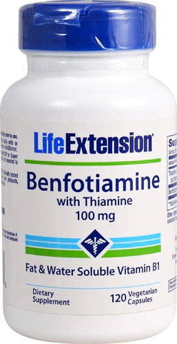 Life Extension Benfotiamine with Thiamine -- 100 mg - 120 Vegetarian Capsules