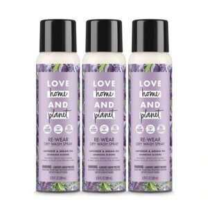 Love Home & Planet Re-Wear Dry Wash Spray Lavender & Argan Oil -- 6.76 oz Each / Pack of 3